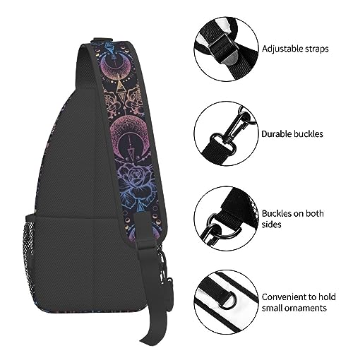 IRIHISKY Sling Bag for Men Women Magical Astrology Moon Witchy Crossbody Backpack Casual Hiking Daypack for Travel Sport Running Chest Bag