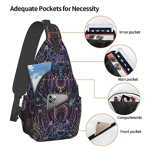 IRIHISKY Sling Bag for Men Women Magical Astrology Moon Witchy Crossbody Backpack Casual Hiking Daypack for Travel Sport Running Chest Bag