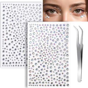teenitor face gems makeup face rhinestone self adhesive gems stickers for face, 650pcs face jewels festival makeup eye jewels stick on rhinestone for face, hair, body, eye