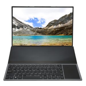 ashata ultra thin laptop, 16 inch main screen,14 inch touch sub screen 1920x1200, for intel i7 10750h, 16gb ram, laptop computer for windows 10 11 system, with stylus, 5000mah, silver