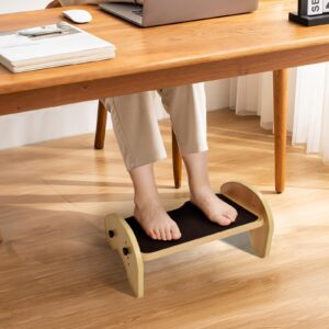 Scalebeard Foot Rest for Under Desk at Work,Wood Under Desk Footrest,4-Angle Adjustable Desk Foot Rest with Non-Slip Surface,Ergonomic Foot Stool Under Desk Footrest for Home and Office,Natural