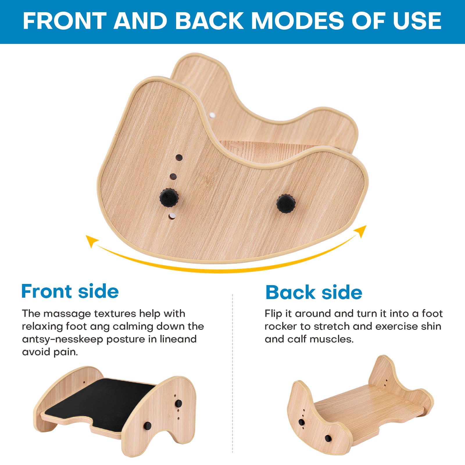 Scalebeard Foot Rest for Under Desk at Work,Wood Under Desk Footrest,4-Angle Adjustable Desk Foot Rest with Non-Slip Surface,Ergonomic Foot Stool Under Desk Footrest for Home and Office,Natural