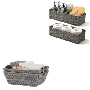 granny says 2-pack wicker baskets with handles for storage, set of 2, 17"l x 13"w x 5h