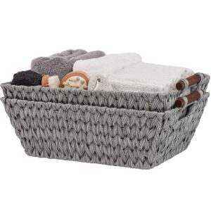 GRANNY SAYS 2-Pack Wicker Baskets with Handles for Storage, Set of 2, 17"L x 13"W x 5H