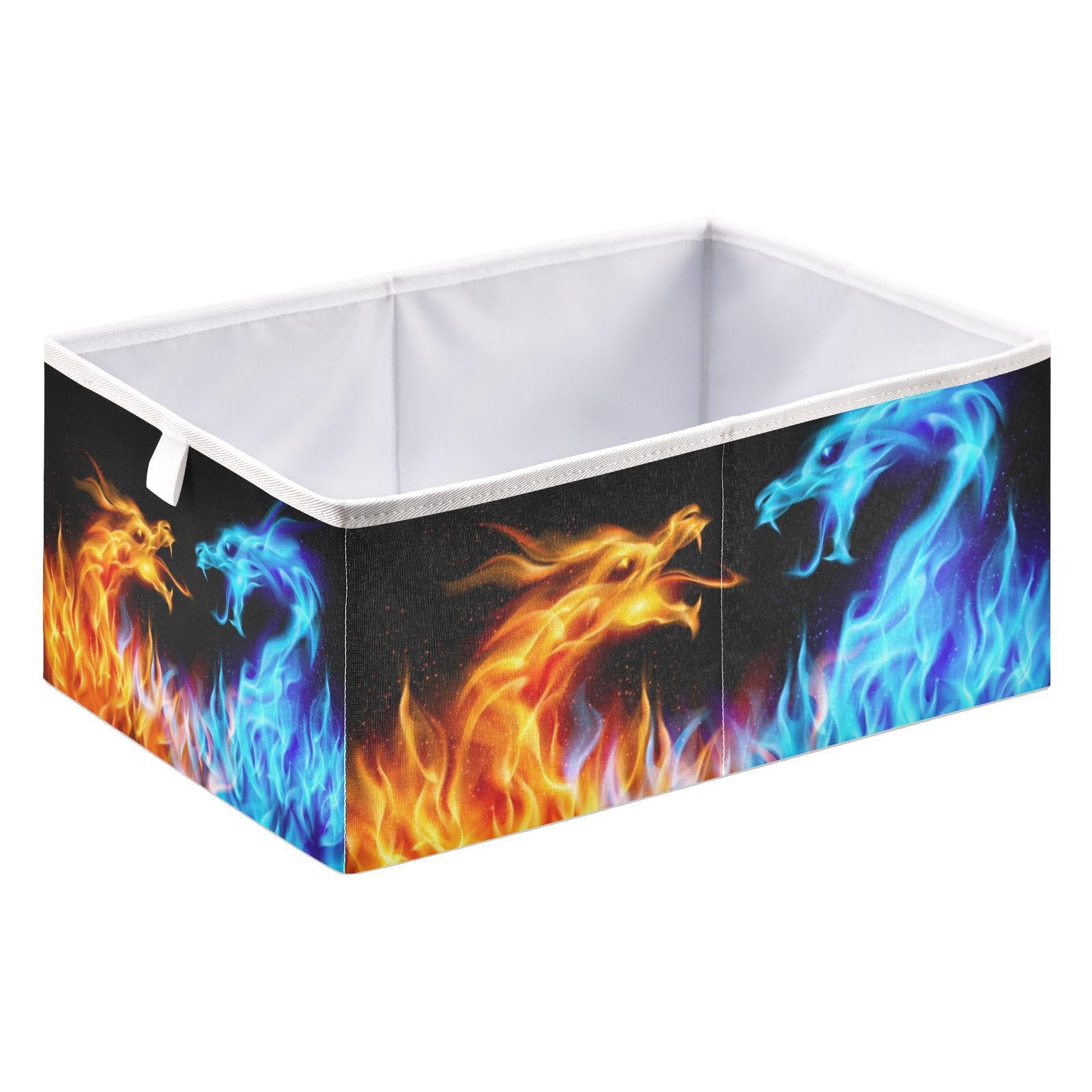 Emelivor Dragons Rectangle Storage Bins Fabric Storage Cube Collapsible Foldable Storage Baskets Organizer Containers for Shelves Nursery Closer Bedroom Home,16 x 11inch