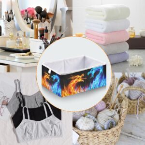 Emelivor Dragons Rectangle Storage Bins Fabric Storage Cube Collapsible Foldable Storage Baskets Organizer Containers for Shelves Nursery Closer Bedroom Home,16 x 11inch