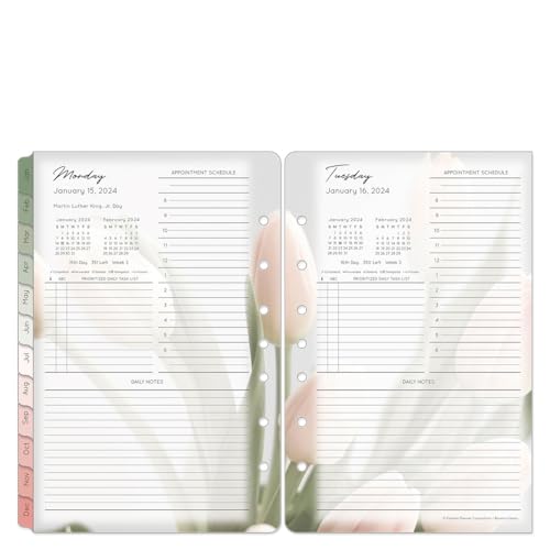 FranklinCovey - Blooms One Page Per Day Ring-Bound Planner (Classic, Jan 2024 - Dec 2024)