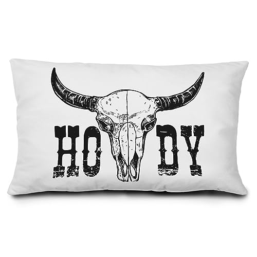 Qvapt Western Cow Pillow Covers 12x20,Western Howdy Throw Pillow Covers,Cowhide Throw Pillow,Western Cushion Pillowcases,Western Decorations