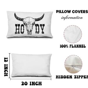 Qvapt Western Cow Pillow Covers 12x20,Western Howdy Throw Pillow Covers,Cowhide Throw Pillow,Western Cushion Pillowcases,Western Decorations