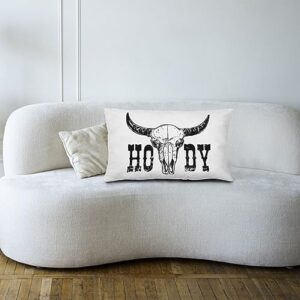 Qvapt Western Cow Pillow Covers 12x20,Western Howdy Throw Pillow Covers,Cowhide Throw Pillow,Western Cushion Pillowcases,Western Decorations