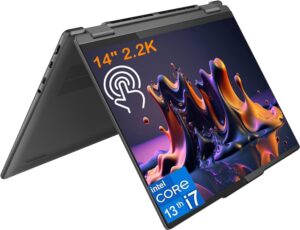 lenovo 2023 newest yoga 7i 2-in-1 laptop, 14" 2.2k ips touchscreen, intel core i7-1355u(10 core), 16gb ram, 1tb ssd, intel iris xe graphics, backlit keyboard, wi-fi 6e, windows 11 home, storm grey