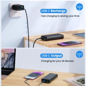 Portable Charger Power Bank 30000mAh - USB C 22.5W Fast Charging External Battery Pack Charging Bank PD QC4.0 with Flashlight 3 Outputs & 2 Inputs Phone Charger for iPhone Samsung Galaxy iPad etc