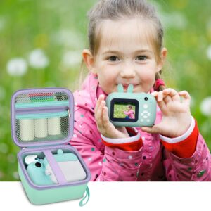 PAIYULE Kid Camera Case Compatible with Instant Camera for Kids Digital Video Cameras Storage Holder Bag for Girls Toddler Camera And Print Paper(Box Only) (Green)