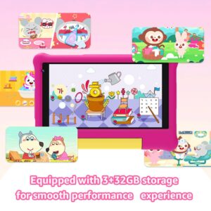 Maxsignage 7" Android 13 Kids Tablet, Ages 3-7 Tablet for Kids, Quad-Core, Shockproof Case & Stand, 32GB Storage, HD Display with 2MP Camera, Extended Battery, Parental Controls, Learning & Play