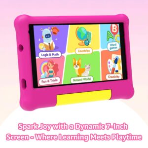 Maxsignage 7" Android 13 Kids Tablet, Ages 3-7 Tablet for Kids, Quad-Core, Shockproof Case & Stand, 32GB Storage, HD Display with 2MP Camera, Extended Battery, Parental Controls, Learning & Play