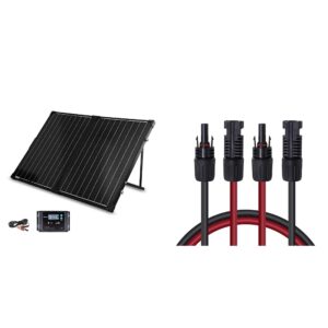 renogy 100w portable solar panel kit with 20a controller and extension cables