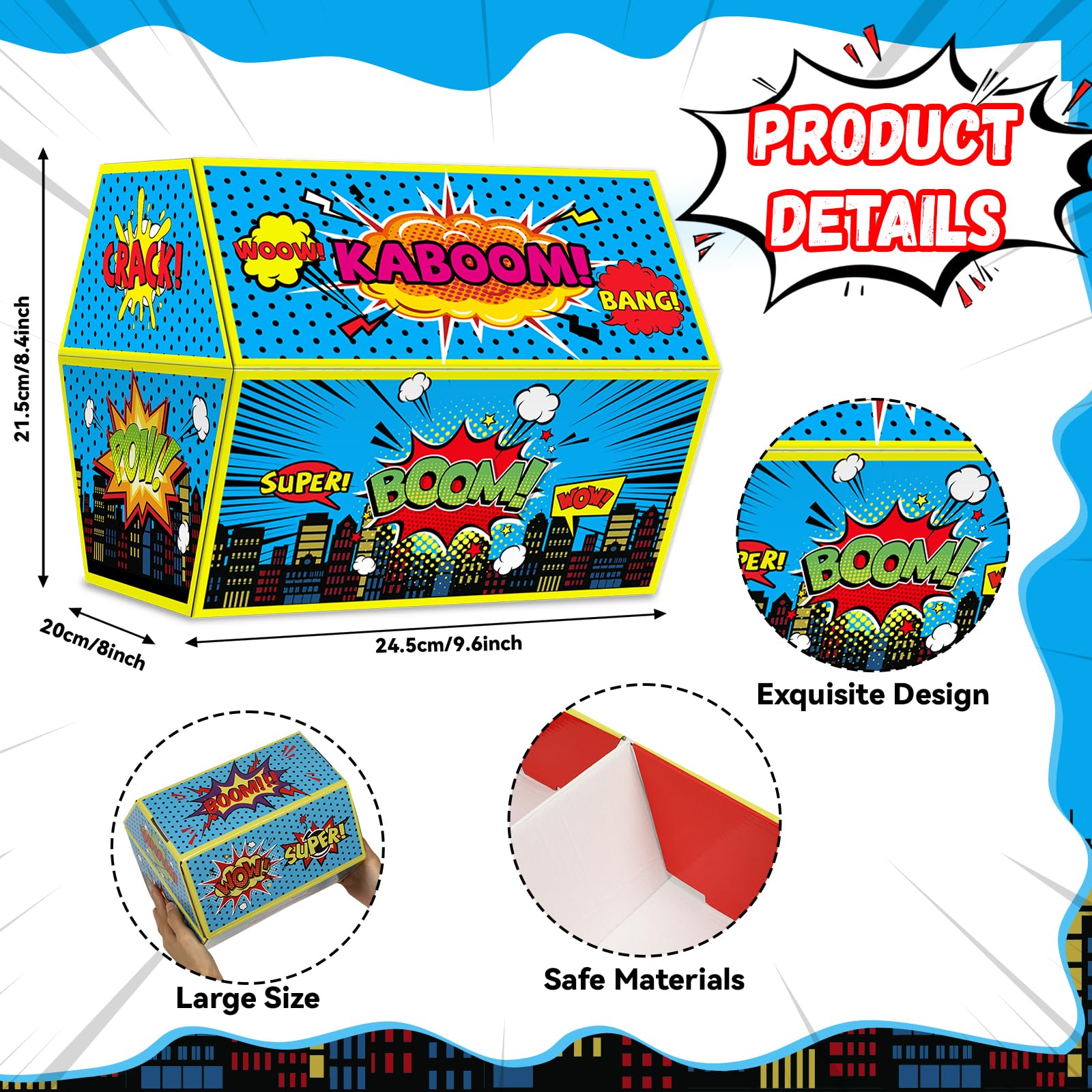 Super Theme Hero Treasure Chest Classroom Decorations Hero Theme Chest Teachers Toy Prizes Awards Classroom Rewards Chest Super Theme Hero Box for Classroom Teachers Kids Nursery Room School Decor