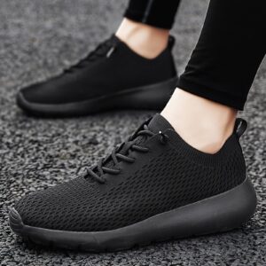 IWIHMIV Womens Lightweight Walking Shoes Casual Running Shoes for Women Breathable Comfortable Non Slip Tennis Shoes (Black, 8)