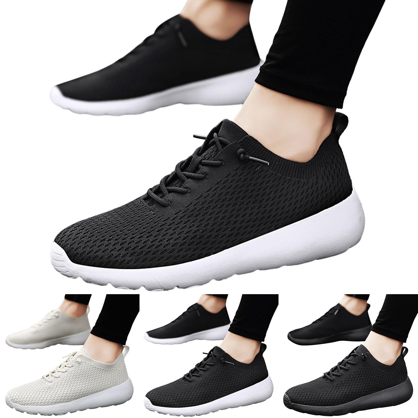 IWIHMIV Womens Lightweight Walking Shoes Casual Running Shoes for Women Breathable Comfortable Non Slip Tennis Shoes (Black, 8)