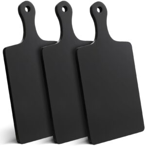 geetery black bamboo cutting boards with handle bamboo pizza paddle serving boards tray charcuterie board chopping board for cheese steak bread (3 pcs)