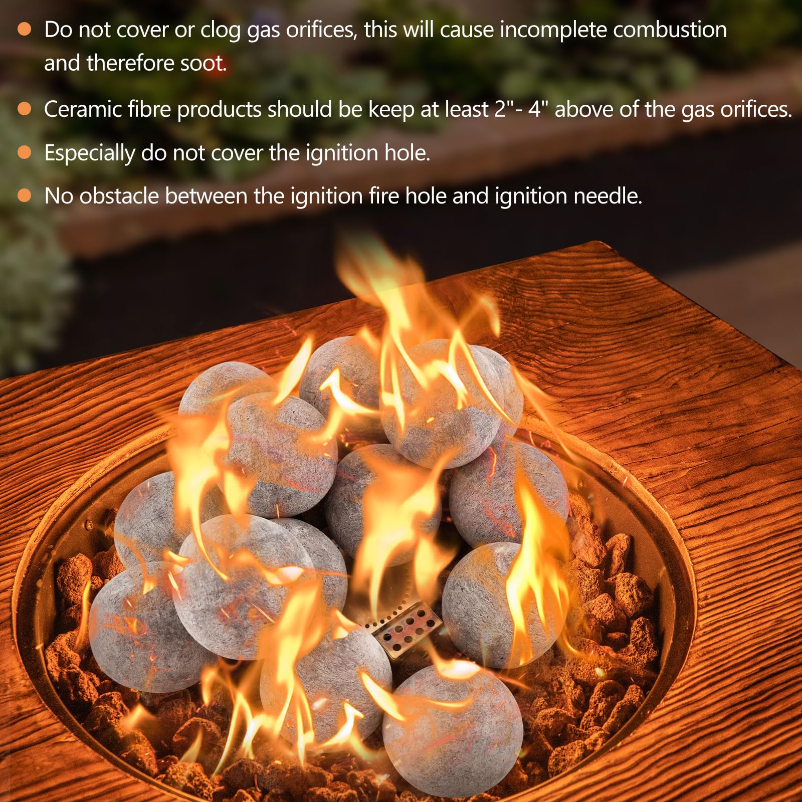 Goplus Ceramic Fire Balls, 15 PCS 3” Fiber Round Fire Stone Set, Decorative Gas Log or Indoor Outdoor Fireplace, Fire Bowls, Fire Pit, Wood Burning Stove