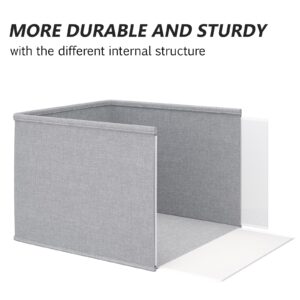 LayerSpace 3 Pack Jumbo Fabric Storage Bins for Shelves | 16.93x12x8.27in Closet Storage Bins | Collapsible Storage Bins for Organization | Linen Clothes Storage Bins | Light Gray