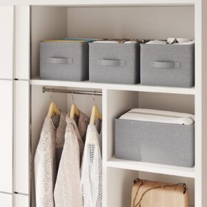 LayerSpace 3 Pack Jumbo Fabric Storage Bins for Shelves | 16.93x12x8.27in Closet Storage Bins | Collapsible Storage Bins for Organization | Linen Clothes Storage Bins | Light Gray