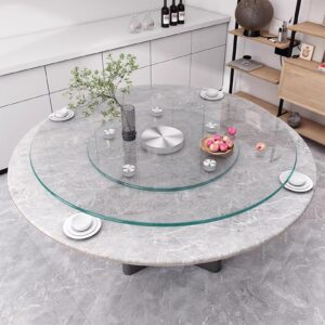 bpilot tempered glass round table top, clear 1/4"thick quiet & smooth rotating glass lazy susan turntable - for homes patio tables & restaurants dining table,customizable (color : clear, size : 85c