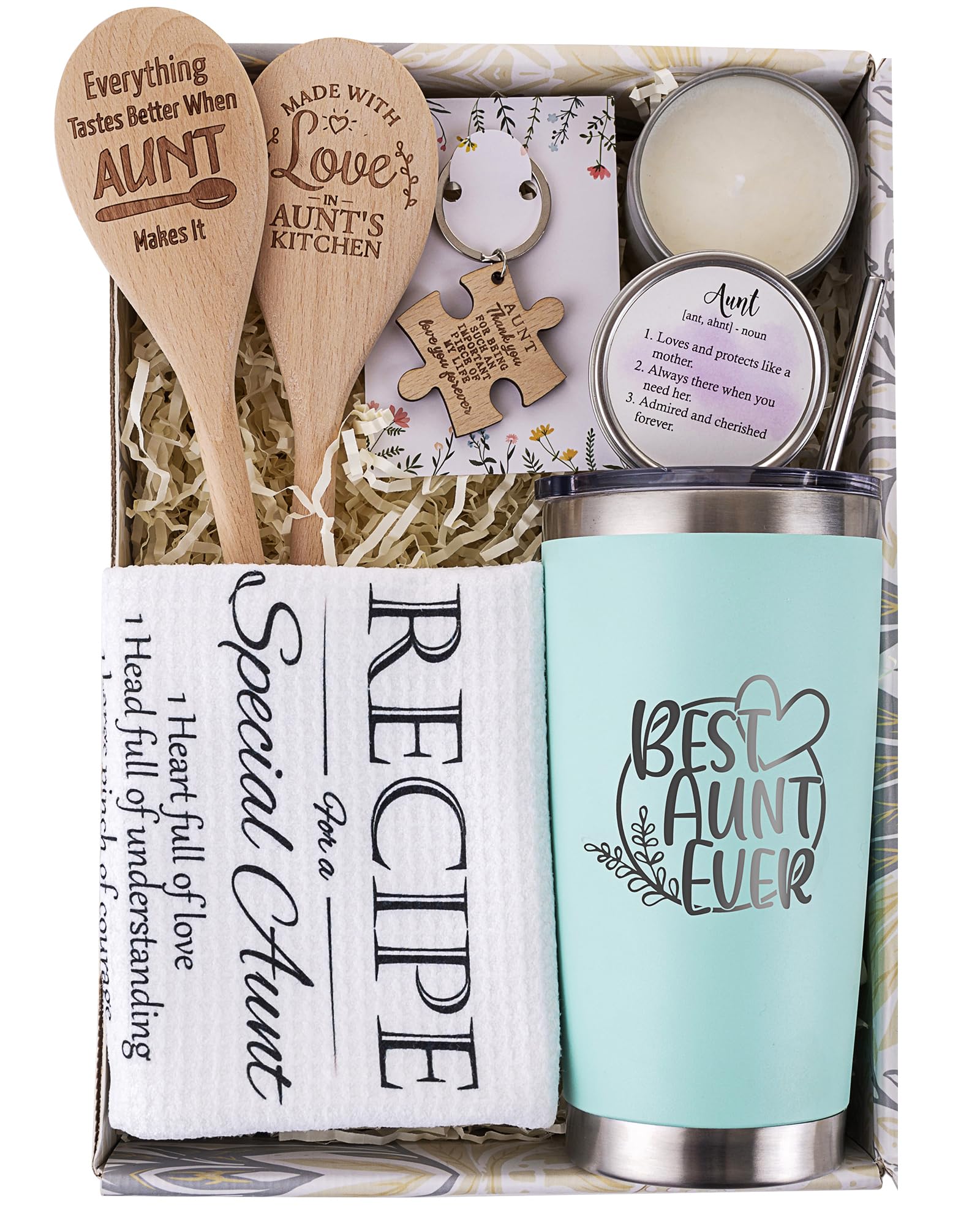 ELEMENU Aunt Gifts - Gifts For Aunt From Niece, Nephew - Mother's Day, Christmas, Birthday Gift Baskets For Aunt, Tia, Auntie - New Aunt, Aunt Announcement Gifts