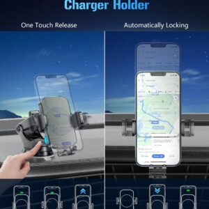 Wireless Car Charger, Fast Charging Phone Holder BothLin 3 in 1 Phone Mount Auto Clamping Car Accessories Compatible with iPhone 15 14 13 12 11 Xs XR, Samsung S23 Ultra S22 S21 S20/S10+ S9+ Note 9
