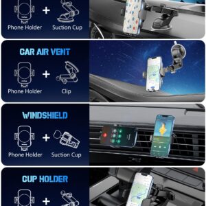 Wireless Car Charger, Fast Charging Phone Holder BothLin 3 in 1 Phone Mount Auto Clamping Car Accessories Compatible with iPhone 15 14 13 12 11 Xs XR, Samsung S23 Ultra S22 S21 S20/S10+ S9+ Note 9