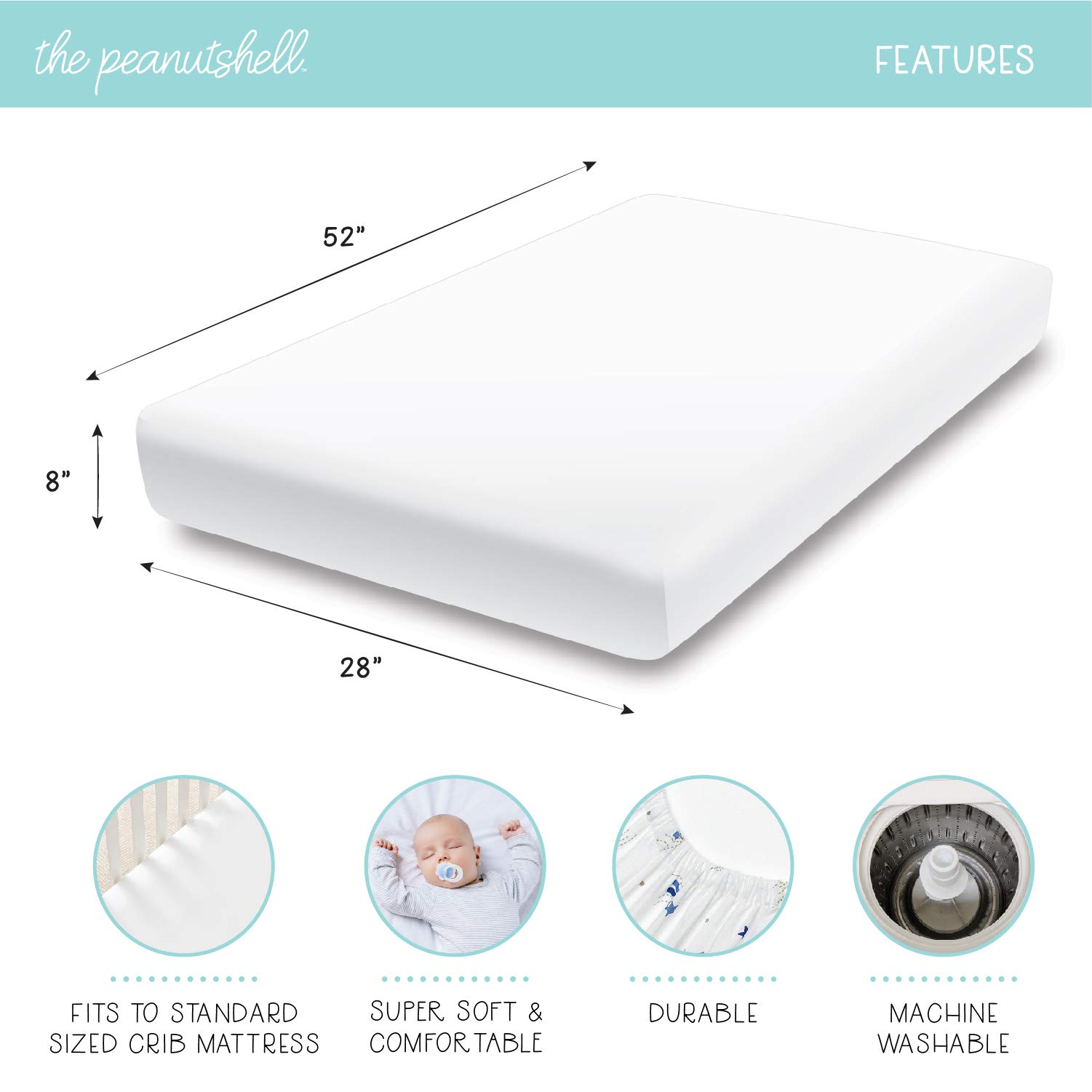 The Peanutshell Fitted Crib Sheet Set, Boho Rainbow, 4 Pack