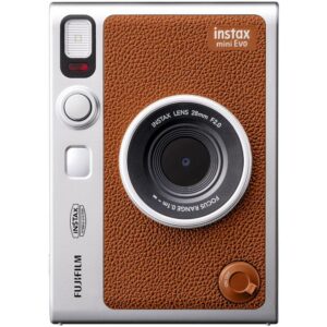 Fujifilm INSTAX Mini EVO Hybrid Instant Camera (Brown) Bundle, Includes: Fujifilm INSTAX Mini Film (60 Exposures), SanDisk 128GB MicroSDXC Memory Card and More (5 Items)