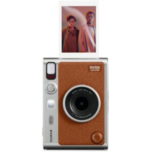 Fujifilm INSTAX Mini EVO Hybrid Instant Camera (Brown) Bundle, Includes: Fujifilm INSTAX Mini Film (60 Exposures), SanDisk 128GB MicroSDXC Memory Card and More (5 Items)