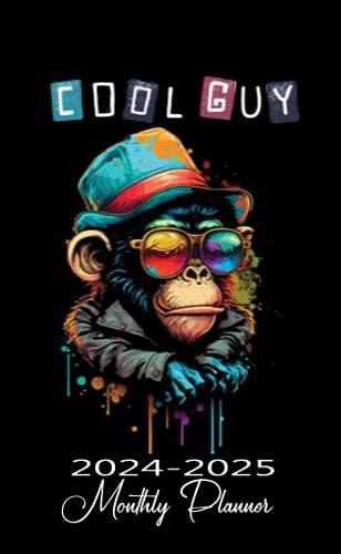 Cool Guy: 2 year, 24 months Pocket Size calendar January 2024-December 2025 for Monkey Lover