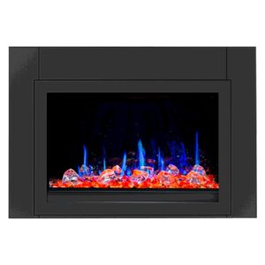 litedeer homes litestar 38" smart electric fireplace insert with app, crackling fire sounds, diamond-like crystal, black - zef38vc-c
