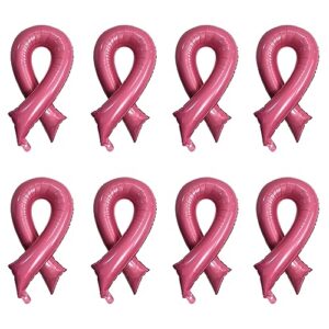 42 inches big pink ribbon foil balloons breast cancer awareness party decorations, pink breast awareness party supplies (8 packs)