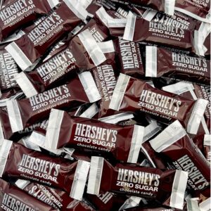 hershey-bars miniature milk zero sugar chocolate candy, aprox 37 bars, individually wrapped miniatures bars in tundras bag