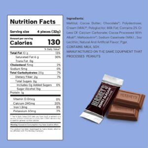 Hershey-bars Miniature MILK Zero Sugar Chocolate Candy, Aprox 37 Bars, Individually Wrapped Miniatures Bars in tundras bag