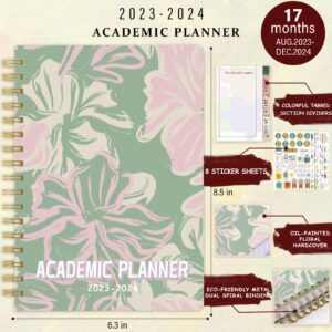 2024 Planner Academic Planner College School Planner 2024-2025 Academic Year, 17-Month Student Planner from AUG. 2023 to DEC. 2024, 8.5" X 6.3" Hardcover, Includes 8 Sheets of Stickers