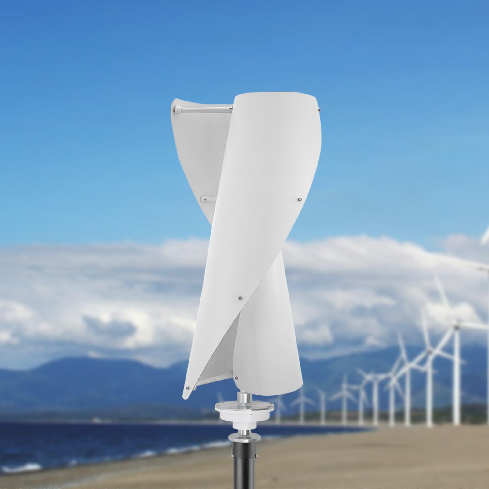 Vertical Wind Turbine 2 Blades 400W 12v Helical Magnetic Levitation Shaft Vertical Wind Turbine with Controller MPPT, Energy Saving and Environmental Protection, Suitable for Home Factory Use (White)