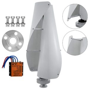 Vertical Wind Turbine 2 Blades 400W 12v Helical Magnetic Levitation Shaft Vertical Wind Turbine with Controller MPPT, Energy Saving and Environmental Protection, Suitable for Home Factory Use (White)