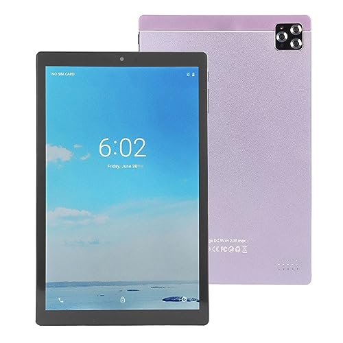 EBTOOLS 10 Inch Tablet, HD Gaming Tablet, 6GB RAM 128GB ROM, 2MP Front 5MP Rear Camera, Dual SIM Dual Standby, WiFi BT FM OTG, 6800mAh, for Office Learning Gaming (Purpl)