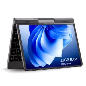 2 in 1 convertible laptop, win11 win10 8in touchscreen mini laptop, 12gb ram high speed for intel alder lake cpu ultra ligh pocket laptop with stylus, dual band wifi bt5.2 portable tablet pc(12g+128g)