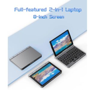 2 in 1 Convertible Laptop, Win11 Win10 8in Touchscreen Mini Laptop, 12GB RAM High Speed for Intel Alder Lake CPU Ultra Ligh Pocket Laptop with Stylus, Dual Band WiFi BT5.2 Portable Tablet PC(12G+128G)