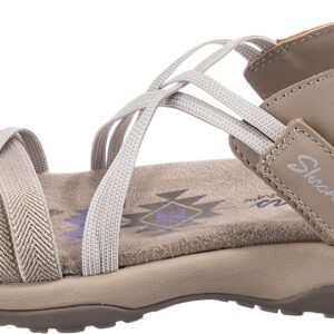 Skechers Women's Reggae Slim-Takes Two Flat Sandal, Taupe, 6 Wide