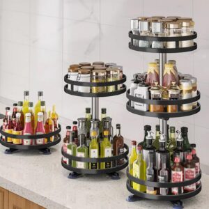 Rotating Spice Rack, Multi-Layer Tier Lazy Susan Turntable, Rotates 360 Degrees, Adjustable Shelves, Double Layer, and A Revolving Design Make it the Perfect Spice Holder (Color : Black, Size : 3 la