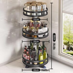 Rotating Spice Rack, Multi-Layer Tier Lazy Susan Turntable, Rotates 360 Degrees, Adjustable Shelves, Double Layer, and A Revolving Design Make it the Perfect Spice Holder (Color : Black, Size : 3 la