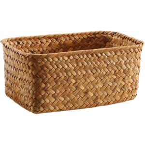 home decor seagrass storage baskets rectangular wicker storage basket snack storage bins woven basket bins rattan storage organizer for shelf storage bins