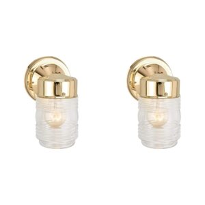 design house 502179 jelly jar 1 light indoor/outdoor wall light, polished brass (pack of 2)